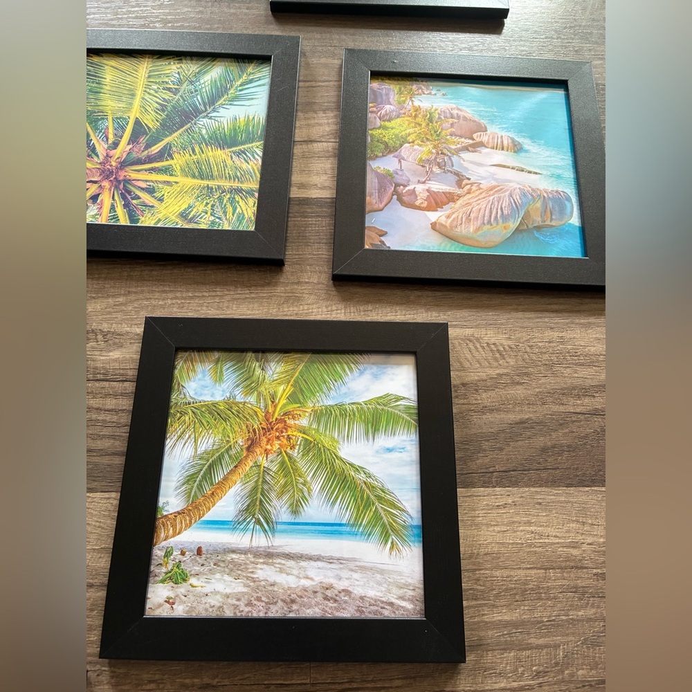 7x7 Beach Theme Pictures in Black Wood Frames Set of 12 - Picture 3 of 11